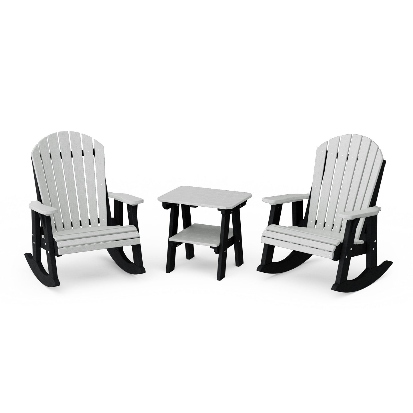 Heritage 3-Piece Adirondack Rocking Chair Set with Side Table
