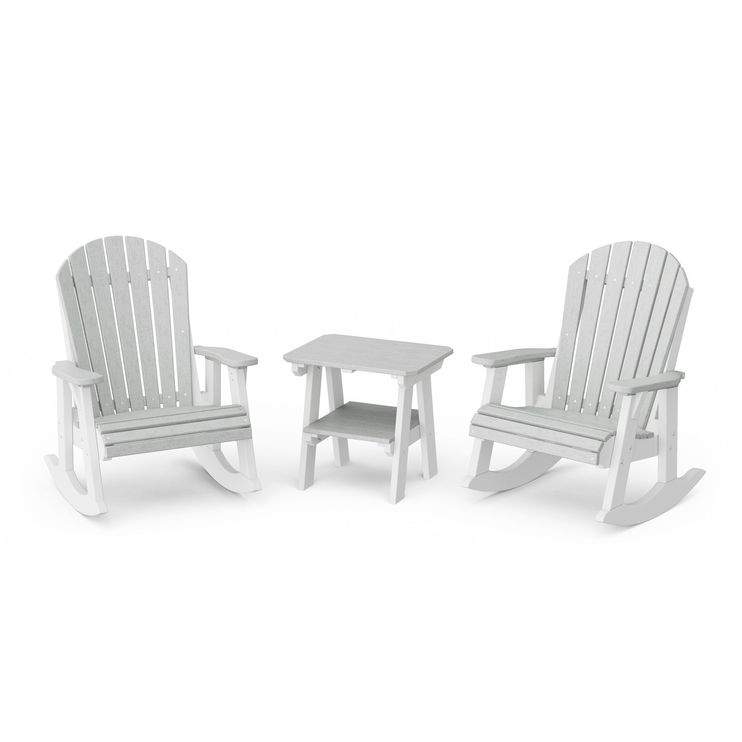 Heritage 3-Piece Adirondack Rocking Chair Set with Side Table
