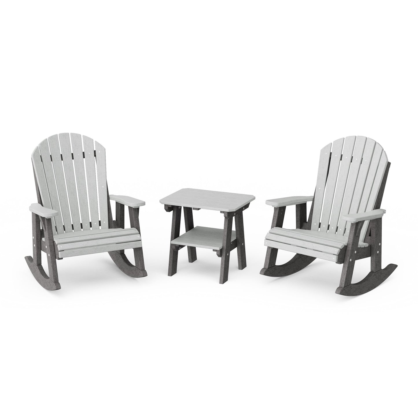 Heritage 3-Piece Adirondack Rocking Chair Set with Side Table