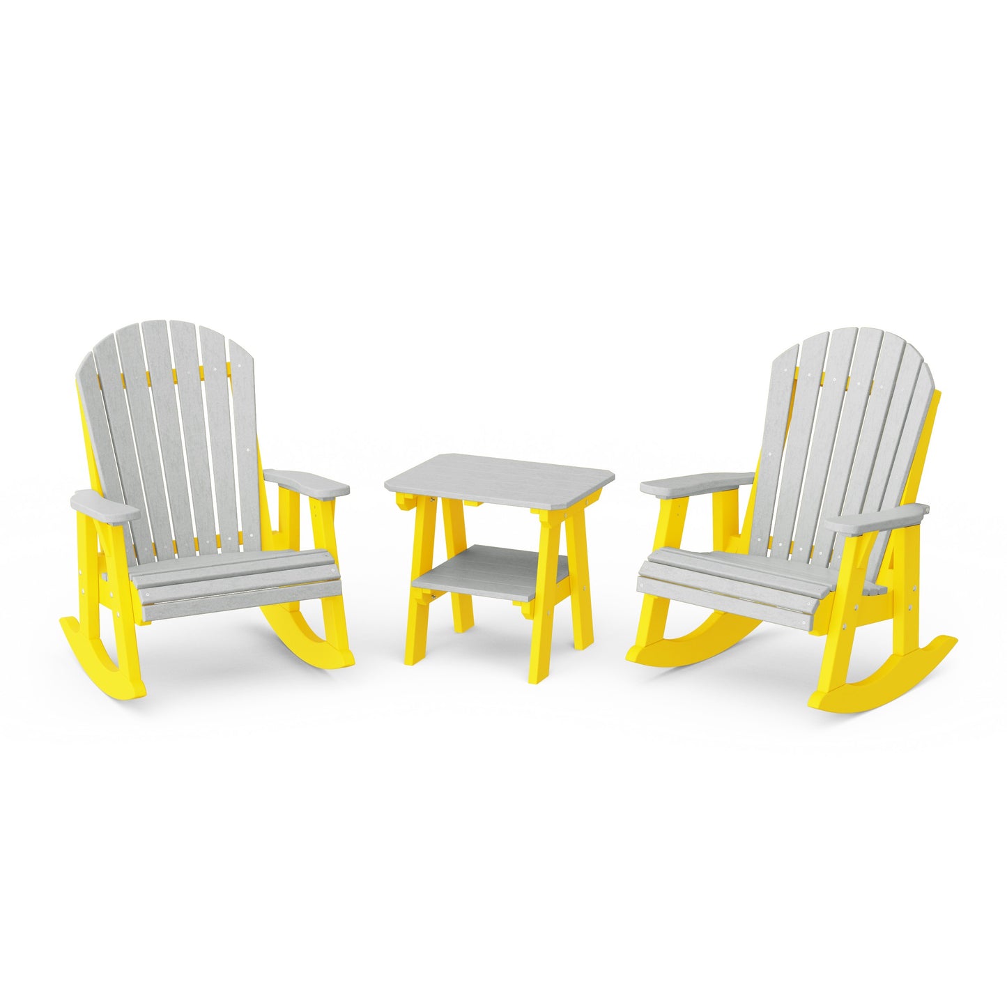 Heritage 3-Piece Adirondack Rocking Chair Set with Side Table