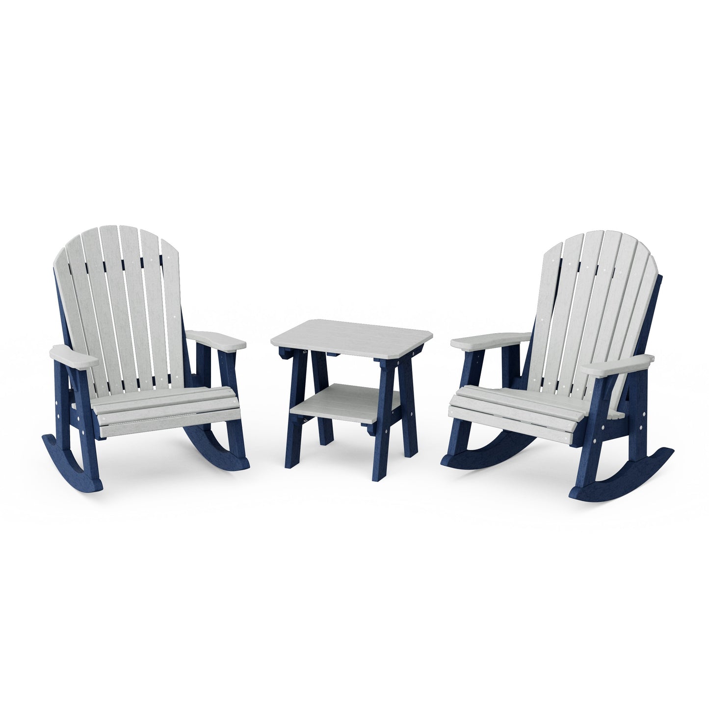 Heritage 3-Piece Adirondack Rocking Chair Set with Side Table
