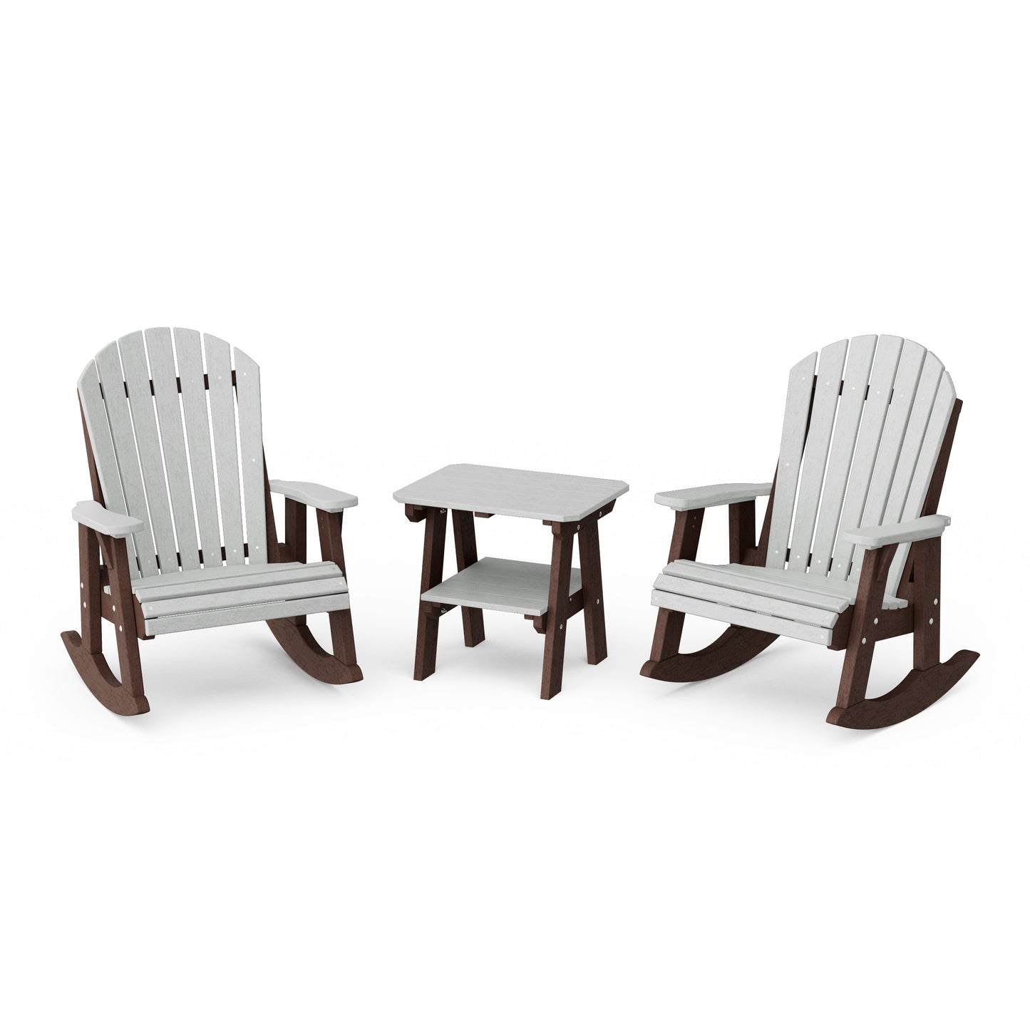 Heritage 3-Piece Adirondack Rocking Chair Set with Side Table
