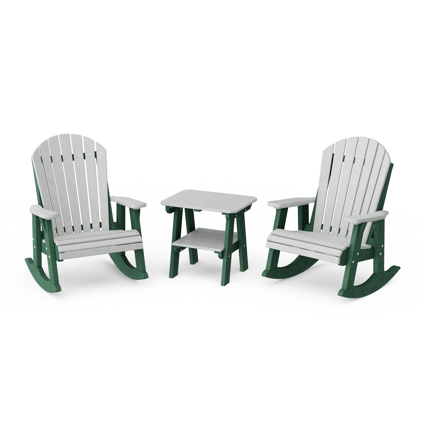 Heritage 3-Piece Adirondack Rocking Chair Set with Side Table