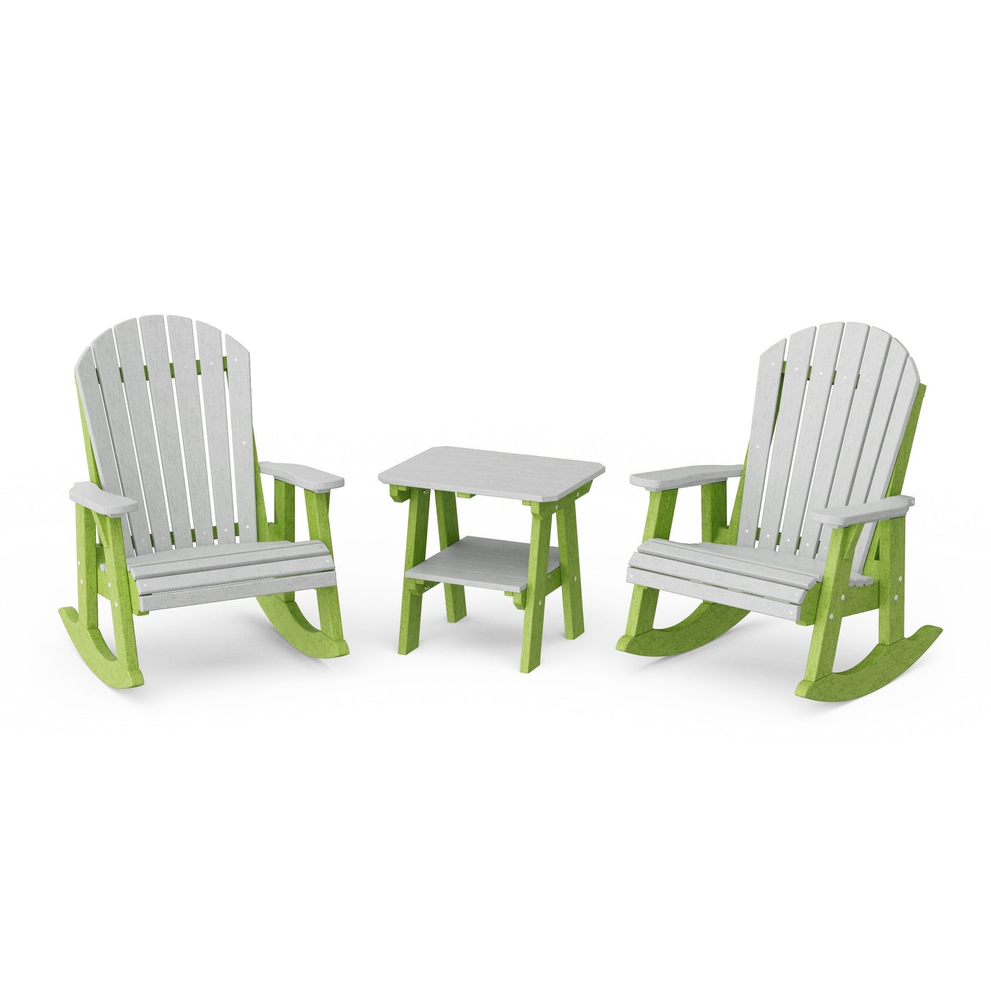 Heritage 3-Piece Adirondack Rocking Chair Set with Side Table