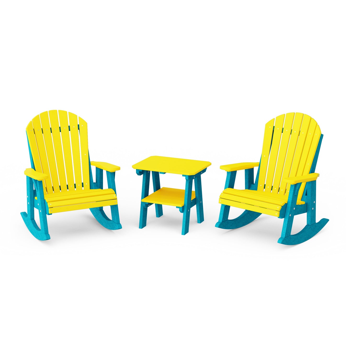 Heritage 3-Piece Adirondack Rocking Chair Set with Side Table