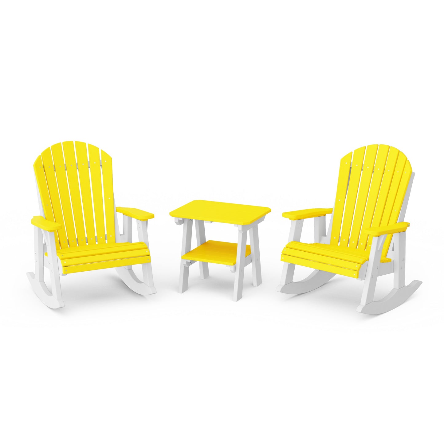 Heritage 3-Piece Adirondack Rocking Chair Set with Side Table
