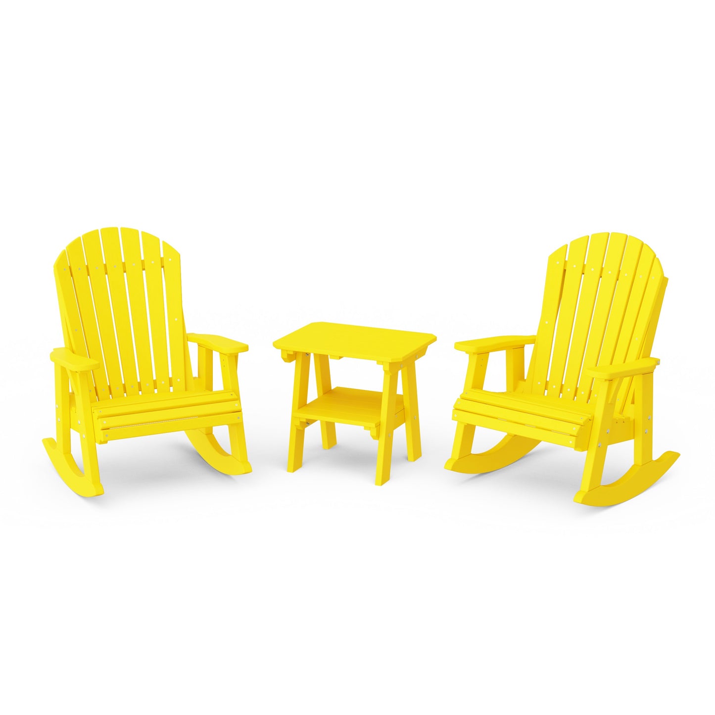 Heritage 3-Piece Adirondack Rocking Chair Set with Side Table