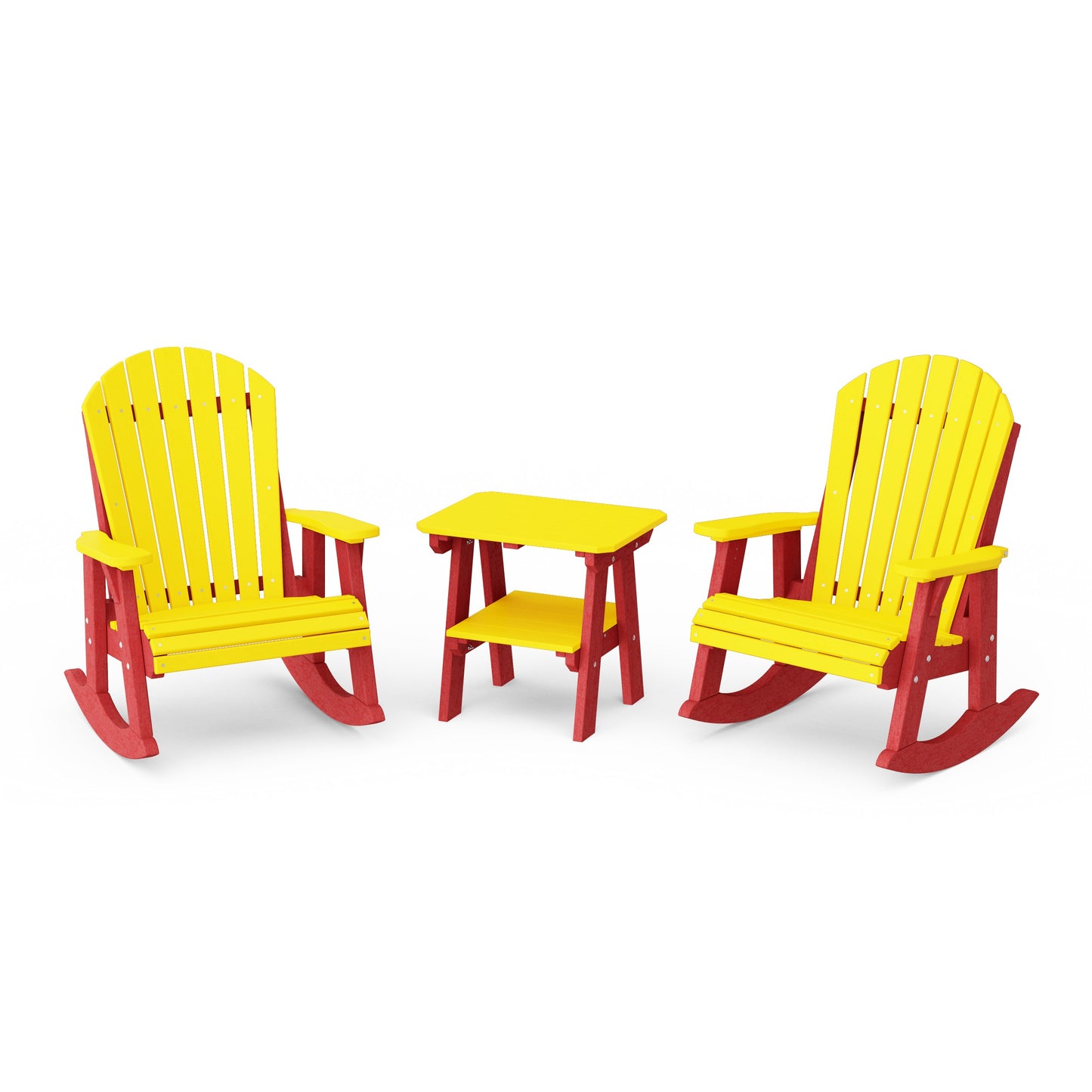 Heritage 3-Piece Adirondack Rocking Chair Set with Side Table