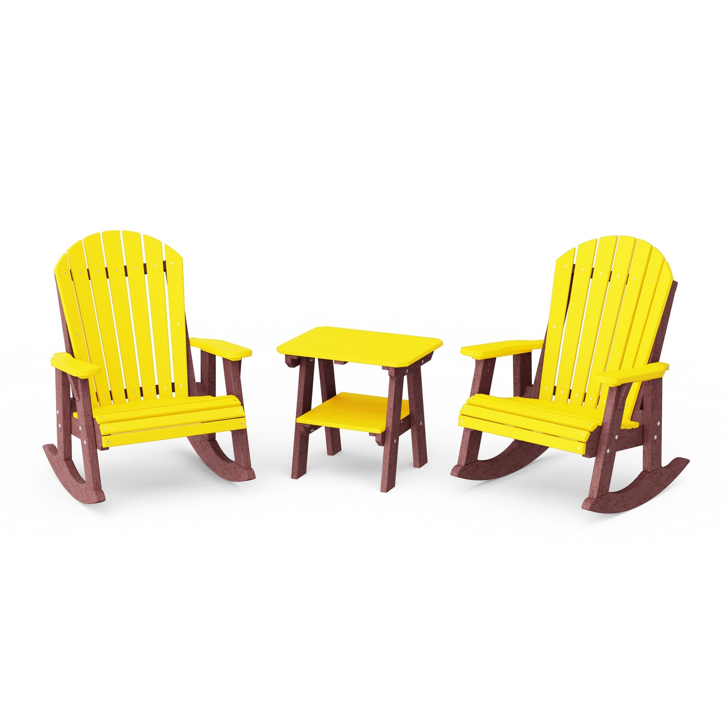 Heritage 3-Piece Adirondack Rocking Chair Set with Side Table