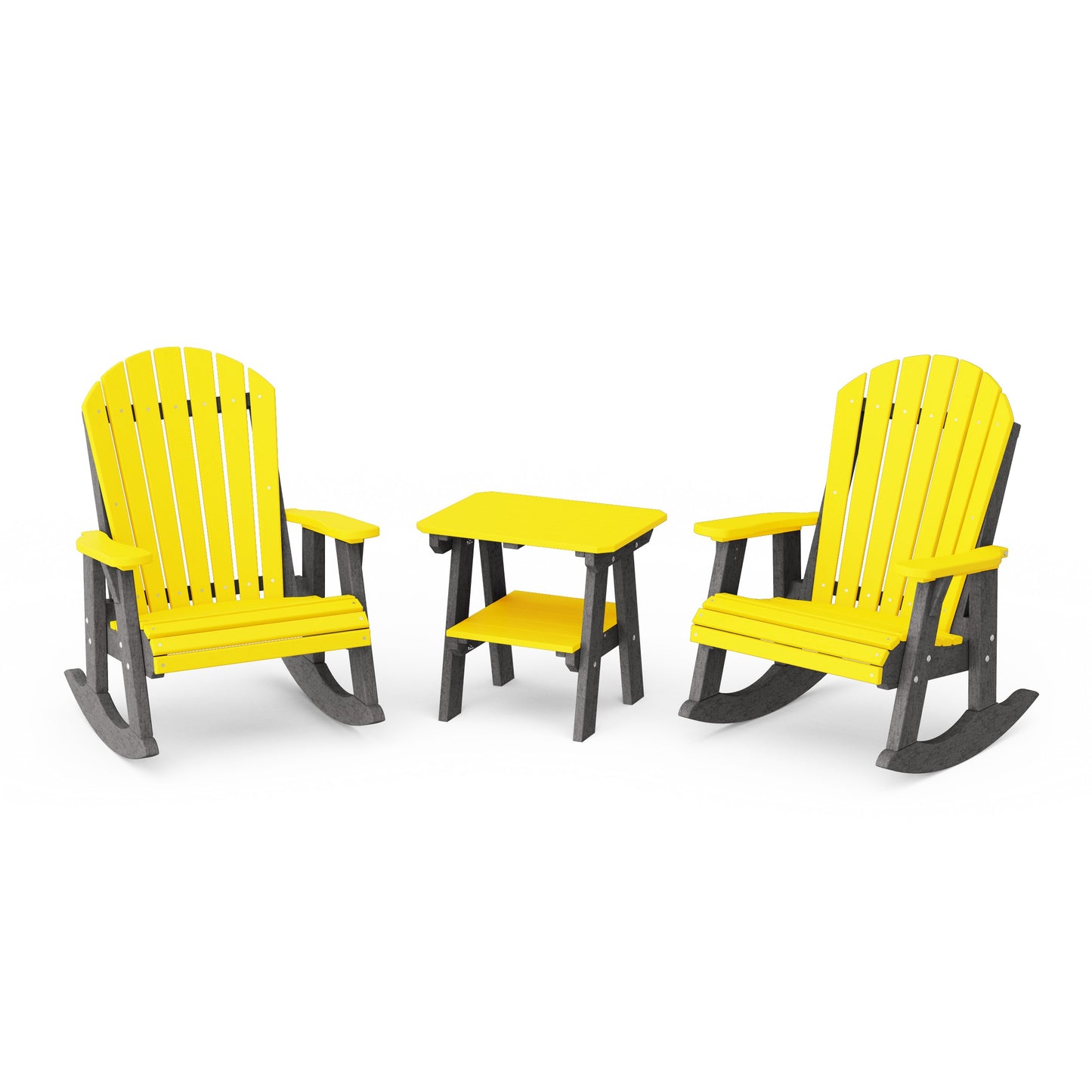 Heritage 3-Piece Adirondack Rocking Chair Set with Side Table