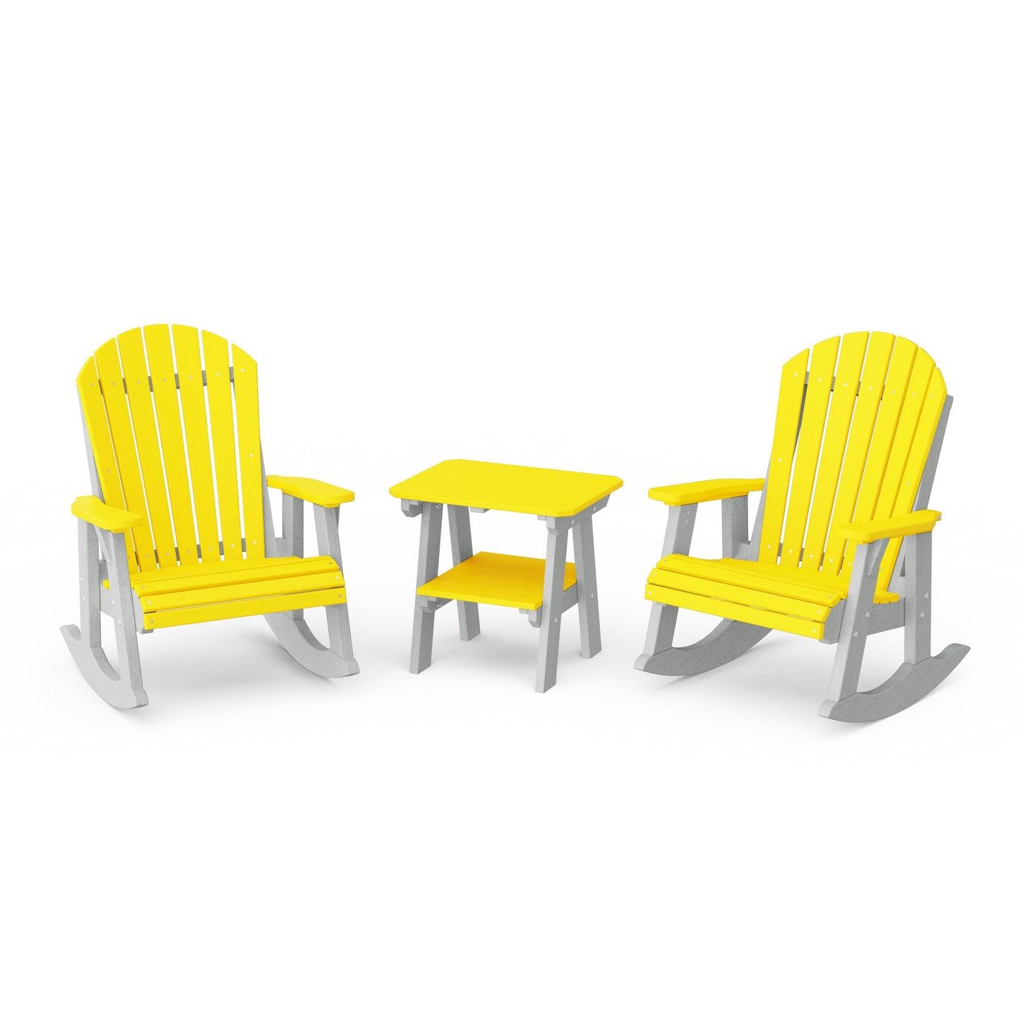 Heritage 3-Piece Adirondack Rocking Chair Set with Side Table