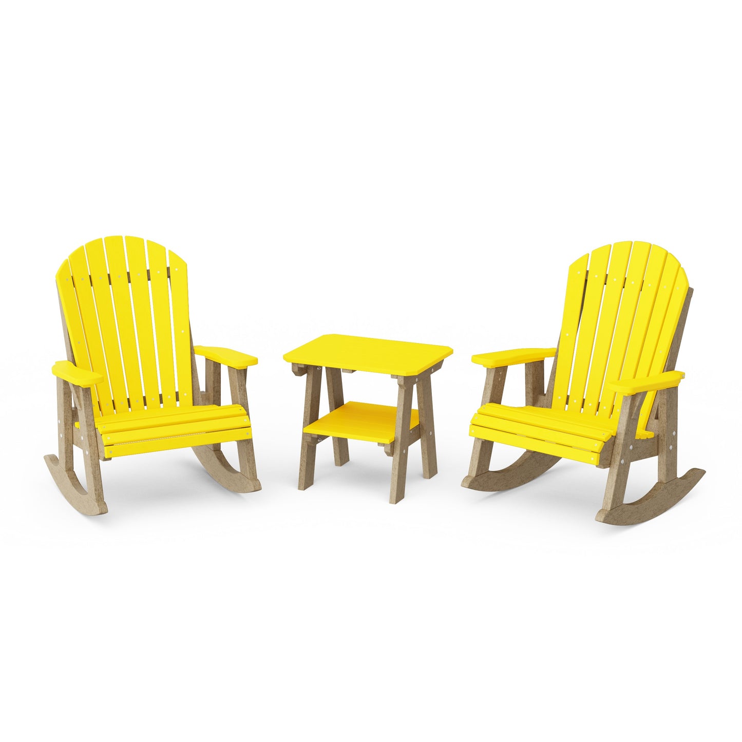 Heritage 3-Piece Adirondack Rocking Chair Set with Side Table