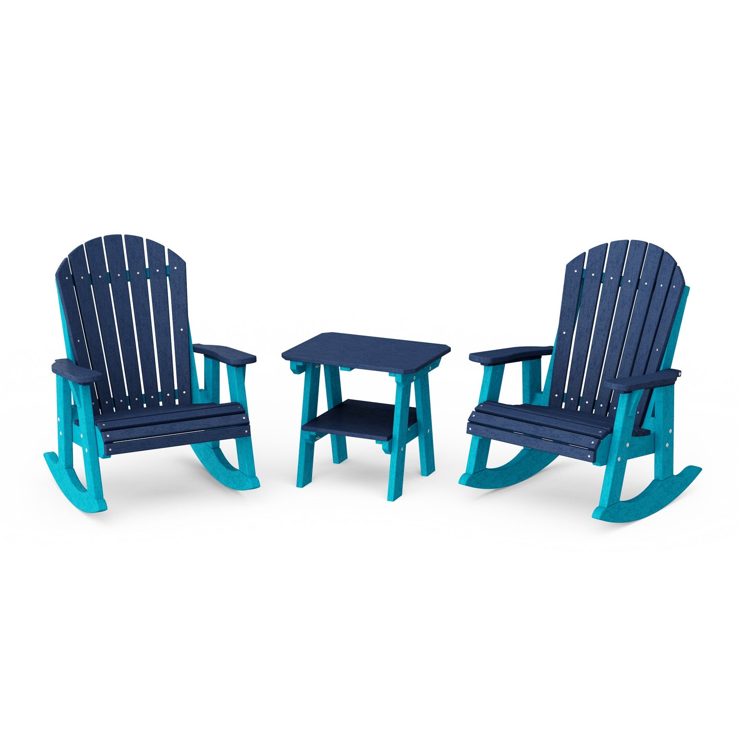 Heritage 3-Piece Adirondack Rocking Chair Set with Side Table