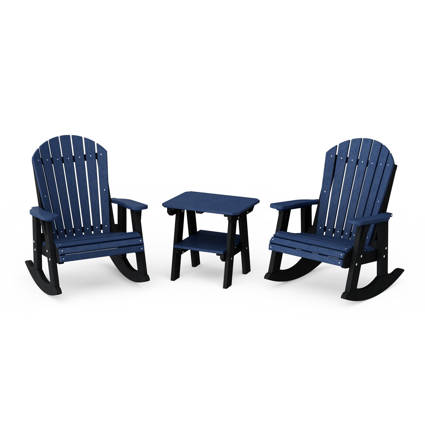 Heritage 3-Piece Adirondack Rocking Chair Set with Side Table
