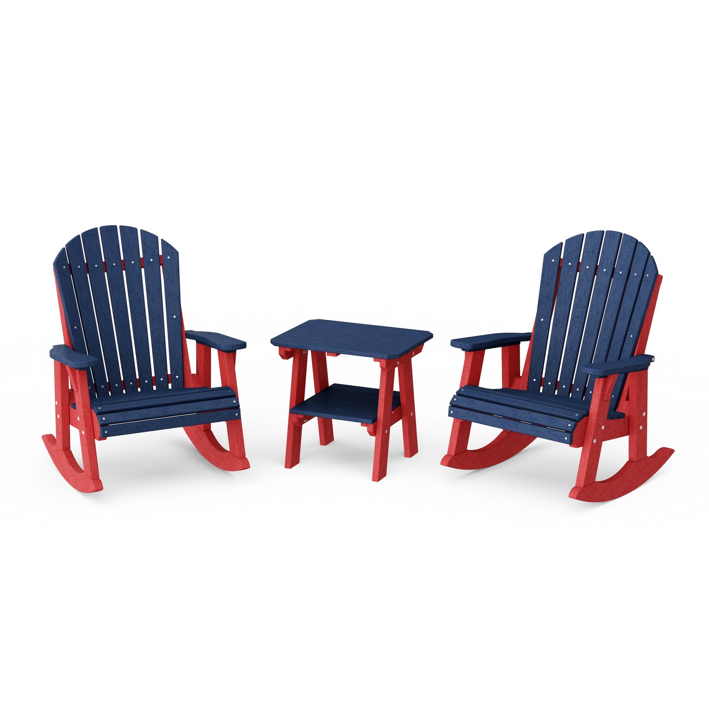 Heritage 3-Piece Adirondack Rocking Chair Set with Side Table