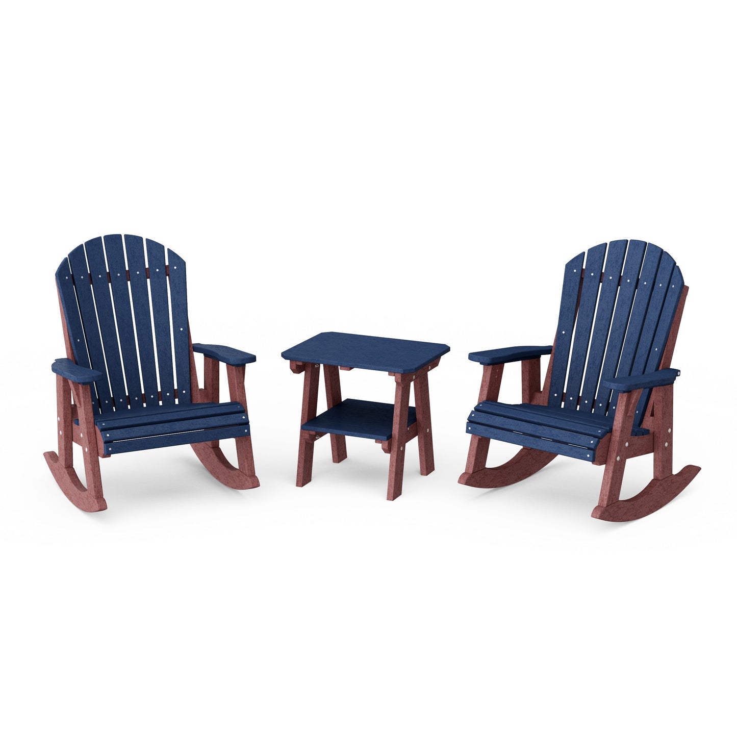 Heritage 3-Piece Adirondack Rocking Chair Set with Side Table