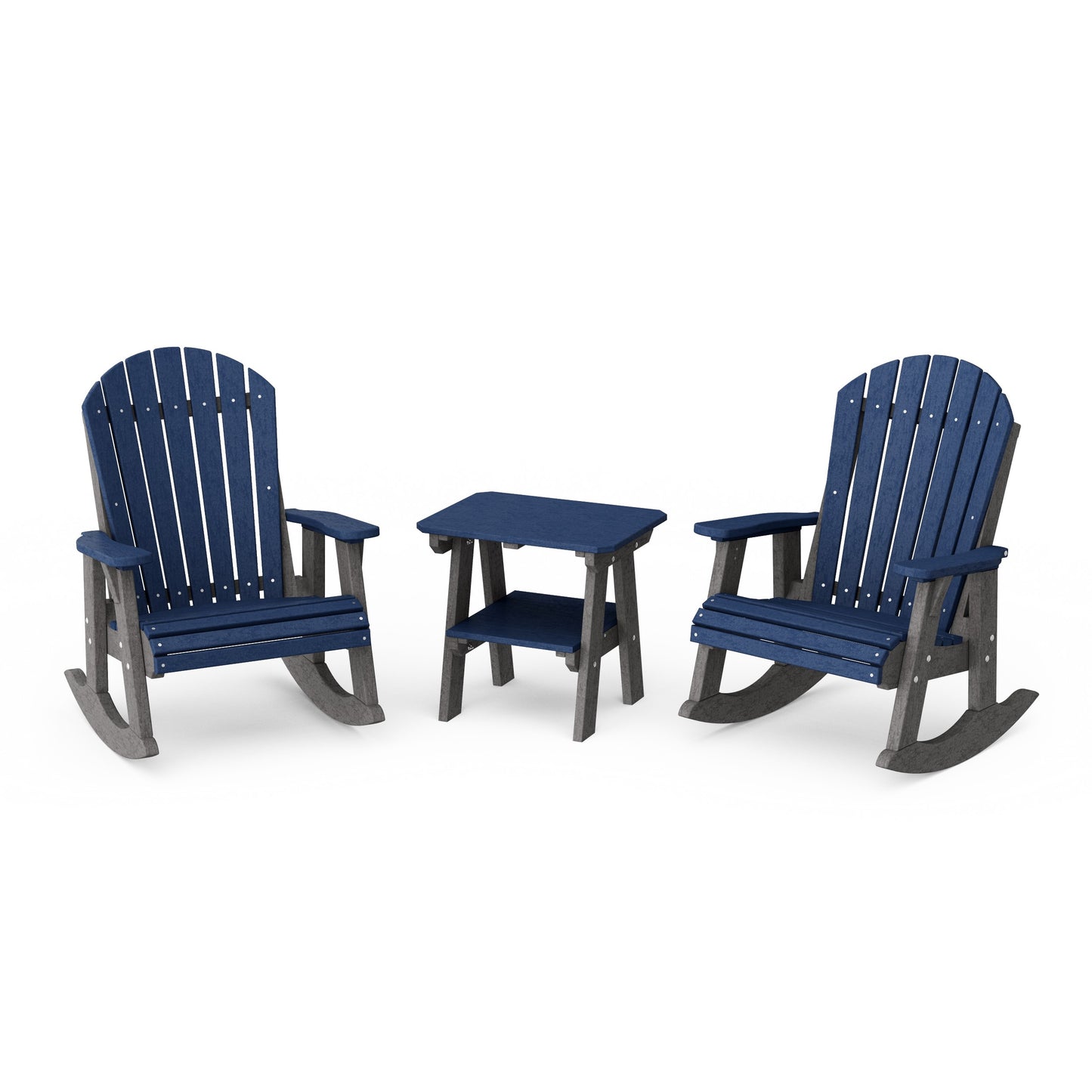 Heritage 3-Piece Adirondack Rocking Chair Set with Side Table