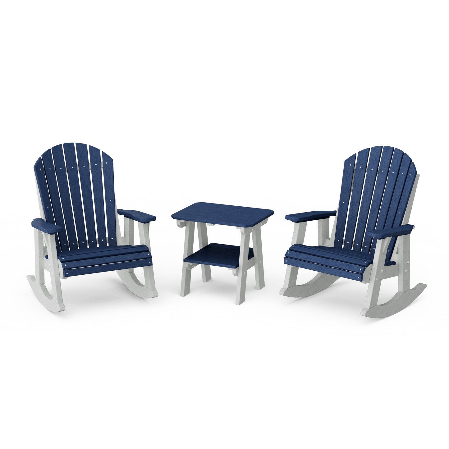 Heritage 3-Piece Adirondack Rocking Chair Set with Side Table