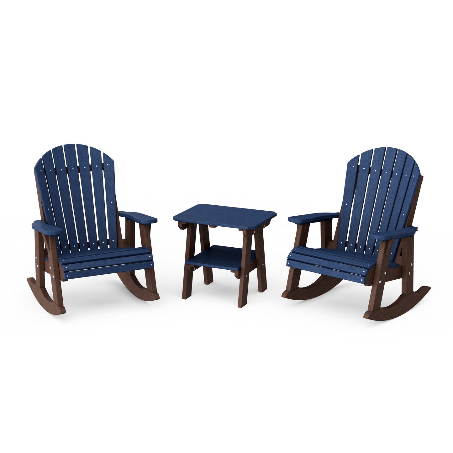 Heritage 3-Piece Adirondack Rocking Chair Set with Side Table