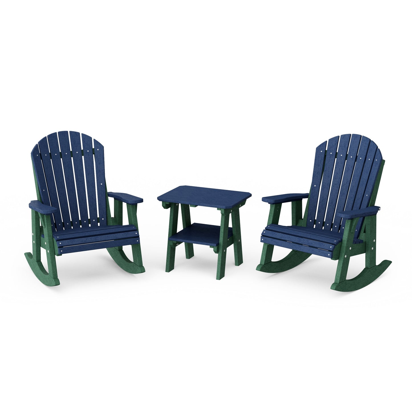 Heritage 3-Piece Adirondack Rocking Chair Set with Side Table