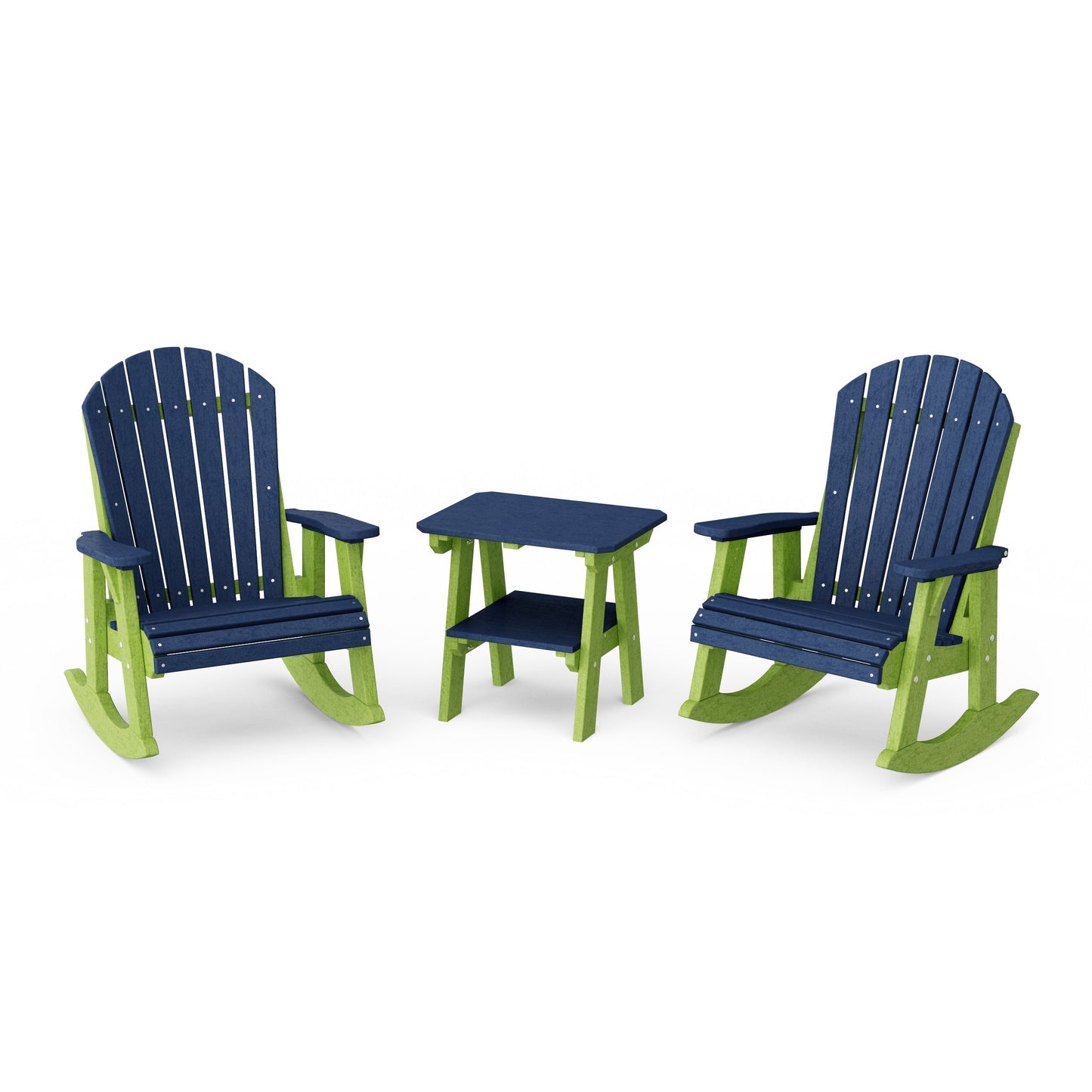 Heritage 3-Piece Adirondack Rocking Chair Set with Side Table