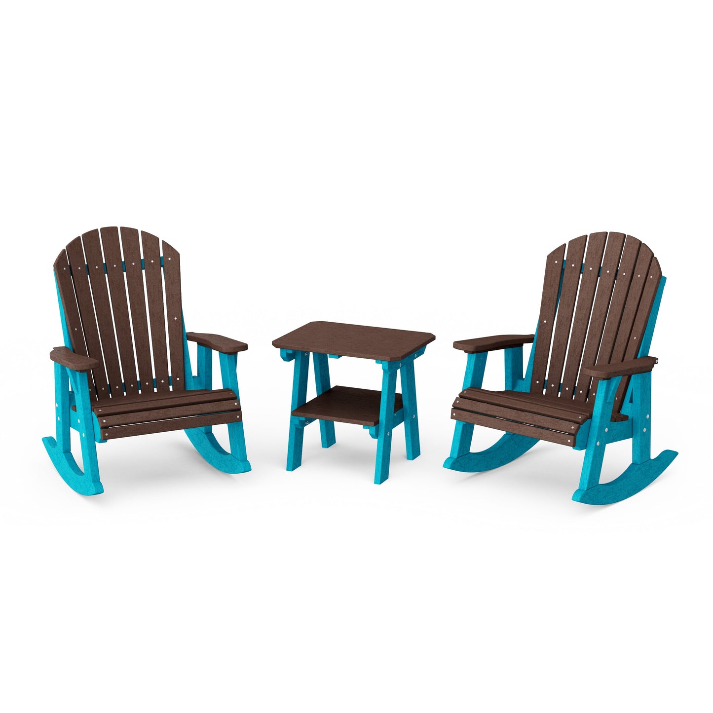 Heritage 3-Piece Adirondack Rocking Chair Set with Side Table