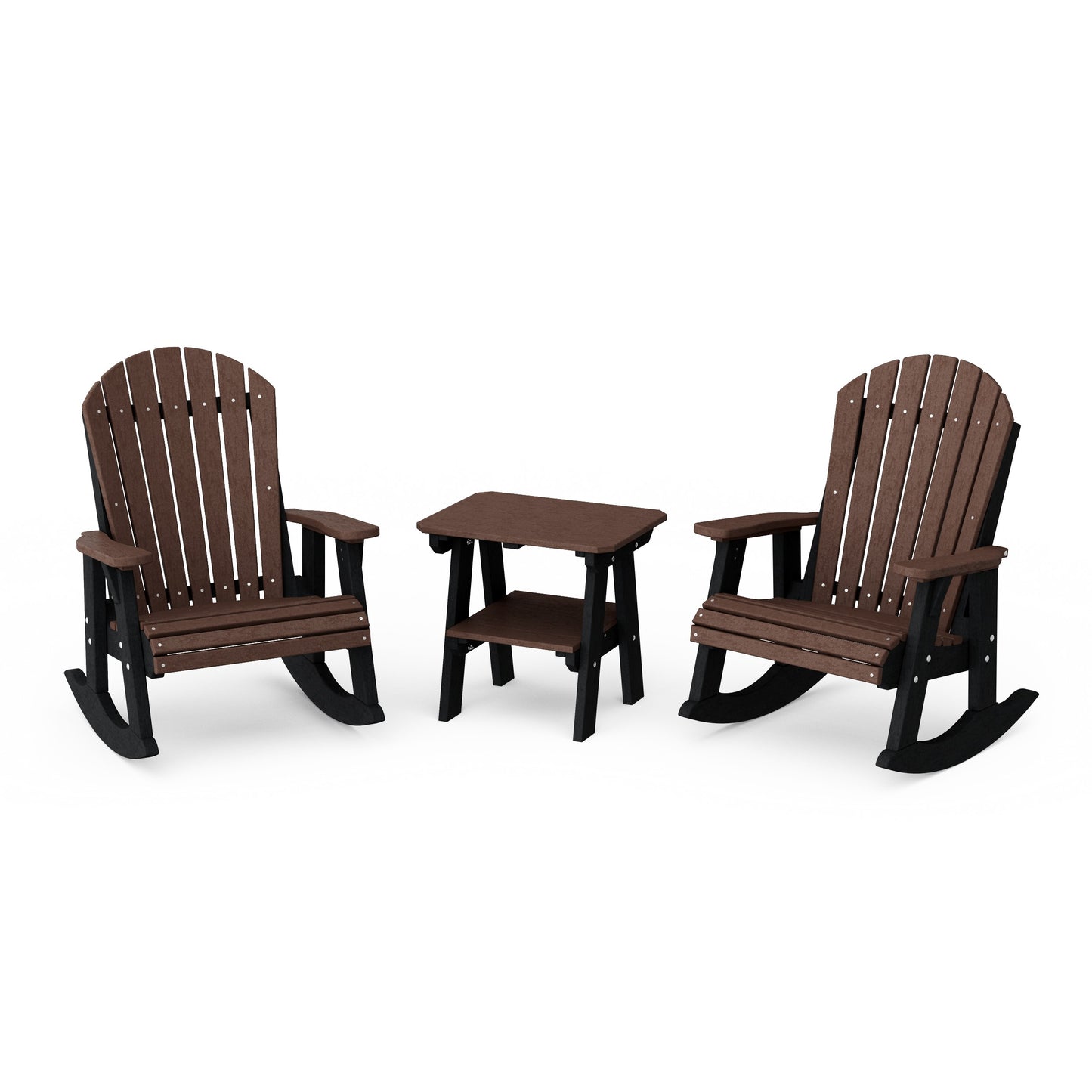 Heritage 3-Piece Adirondack Rocking Chair Set with Side Table