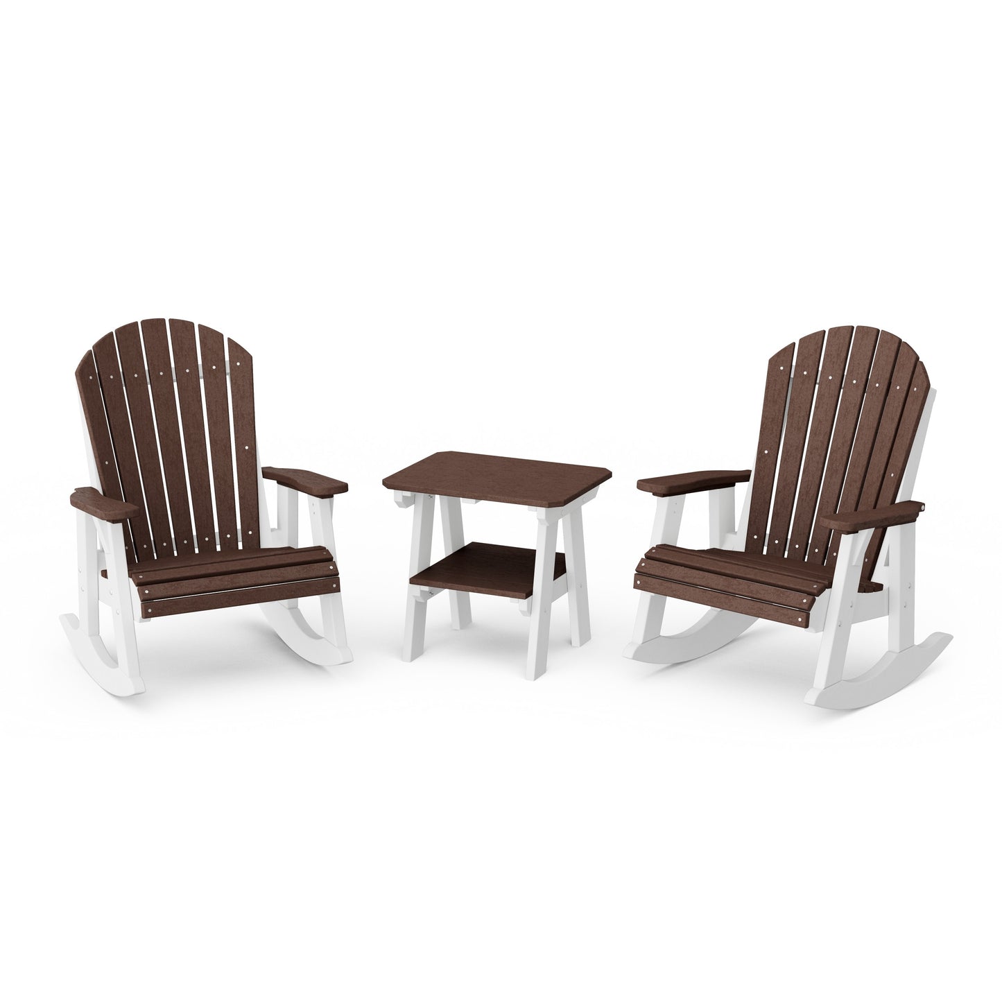 Heritage 3-Piece Adirondack Rocking Chair Set with Side Table
