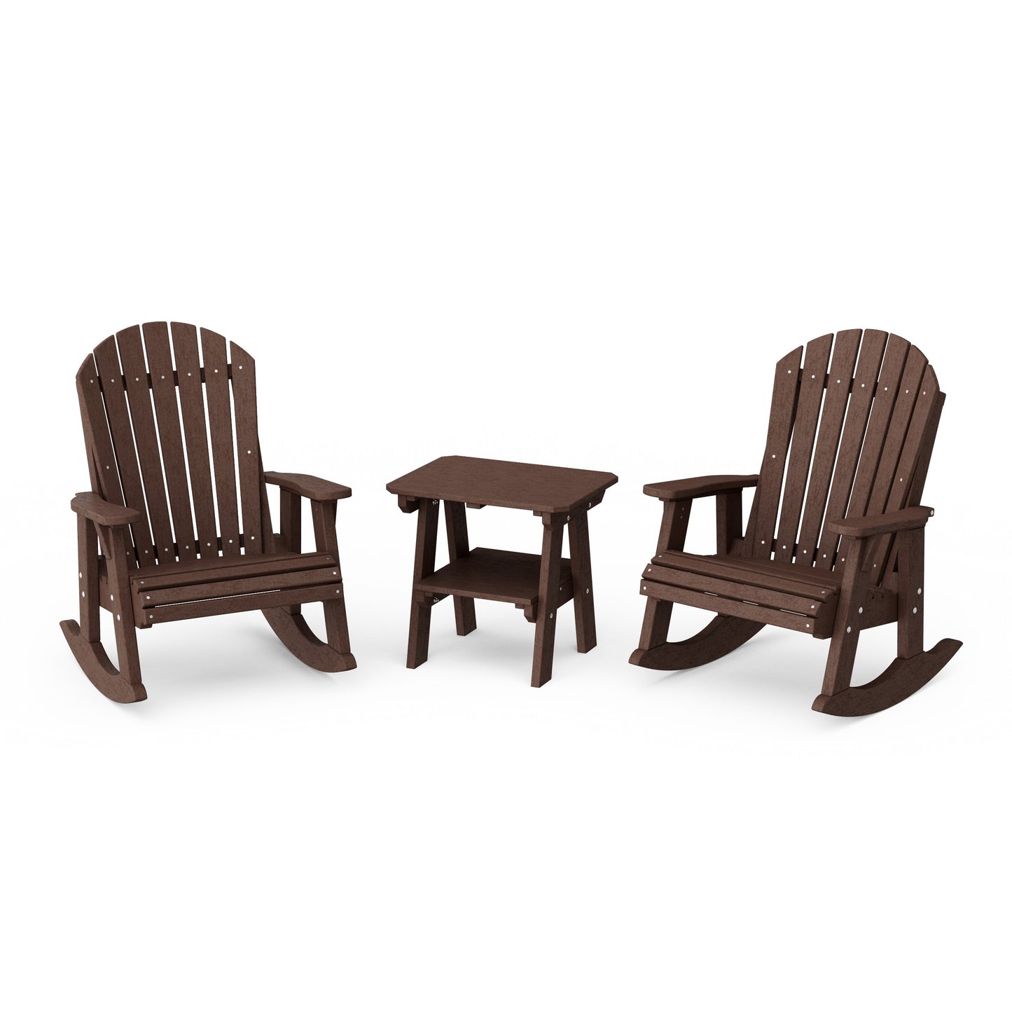 Heritage 3-Piece Adirondack Rocking Chair Set with Side Table