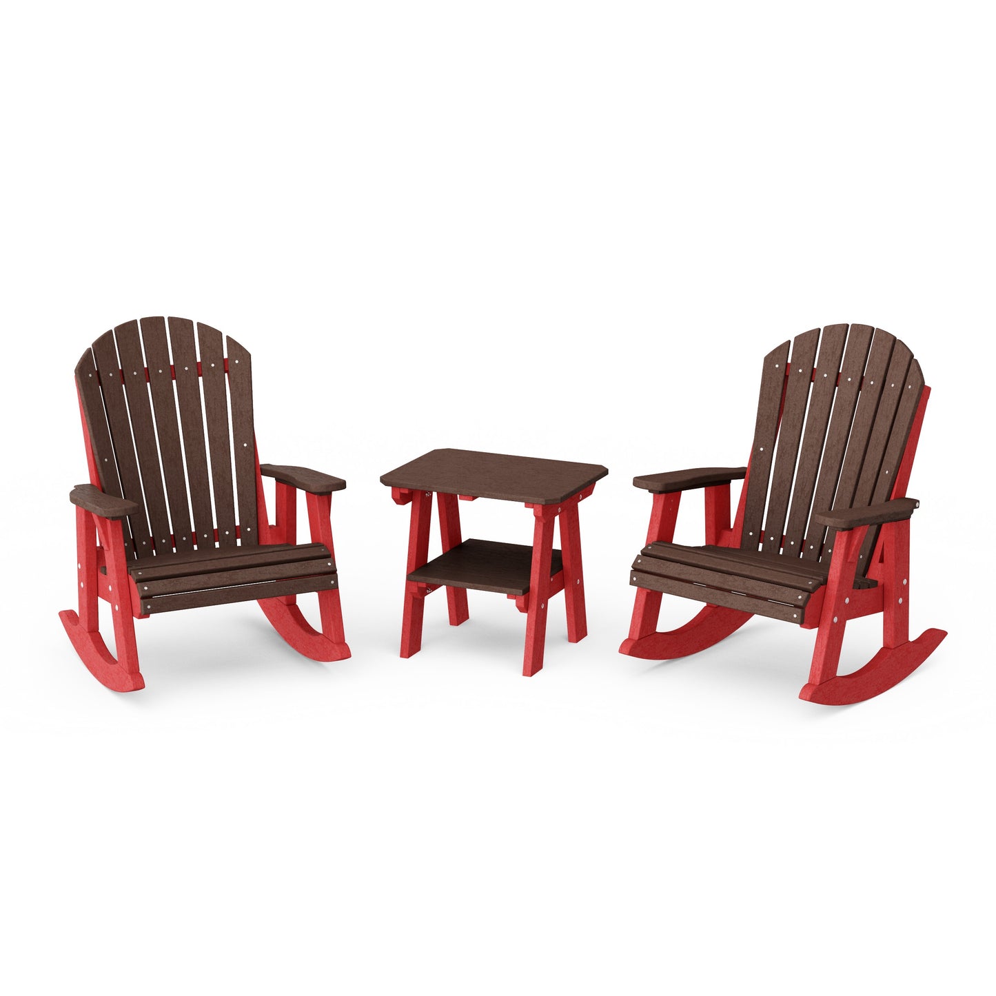 Heritage 3-Piece Adirondack Rocking Chair Set with Side Table