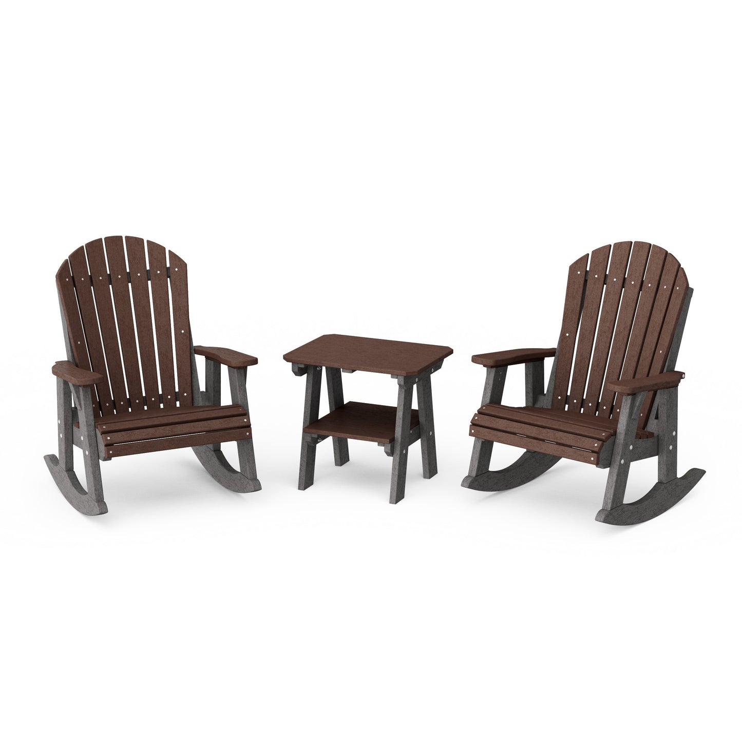Heritage 3-Piece Adirondack Rocking Chair Set with Side Table
