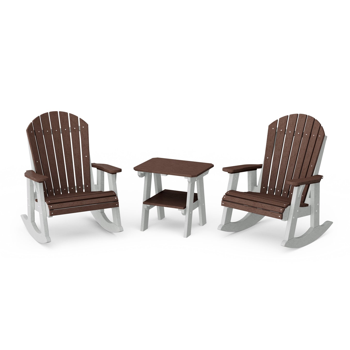 Heritage 3-Piece Adirondack Rocking Chair Set with Side Table