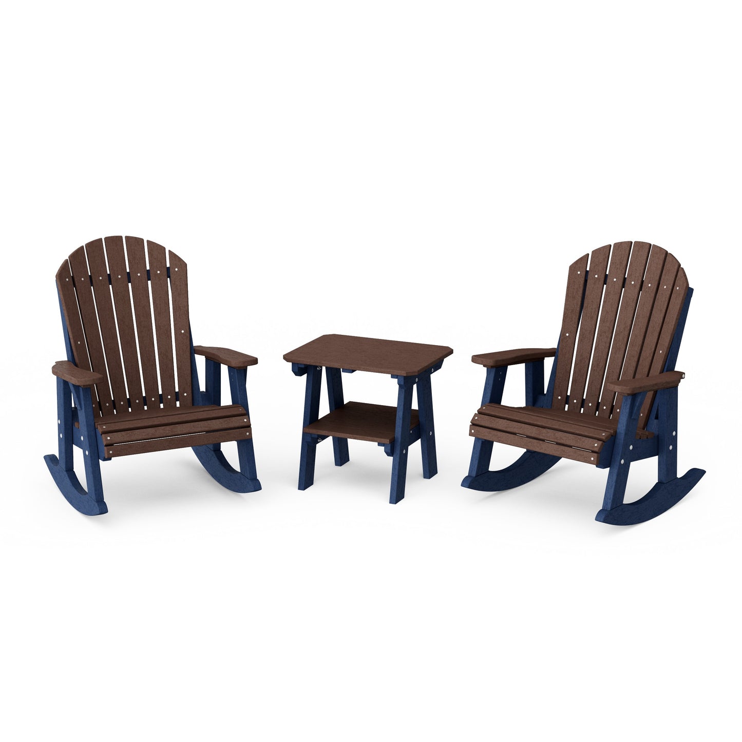 Heritage 3-Piece Adirondack Rocking Chair Set with Side Table