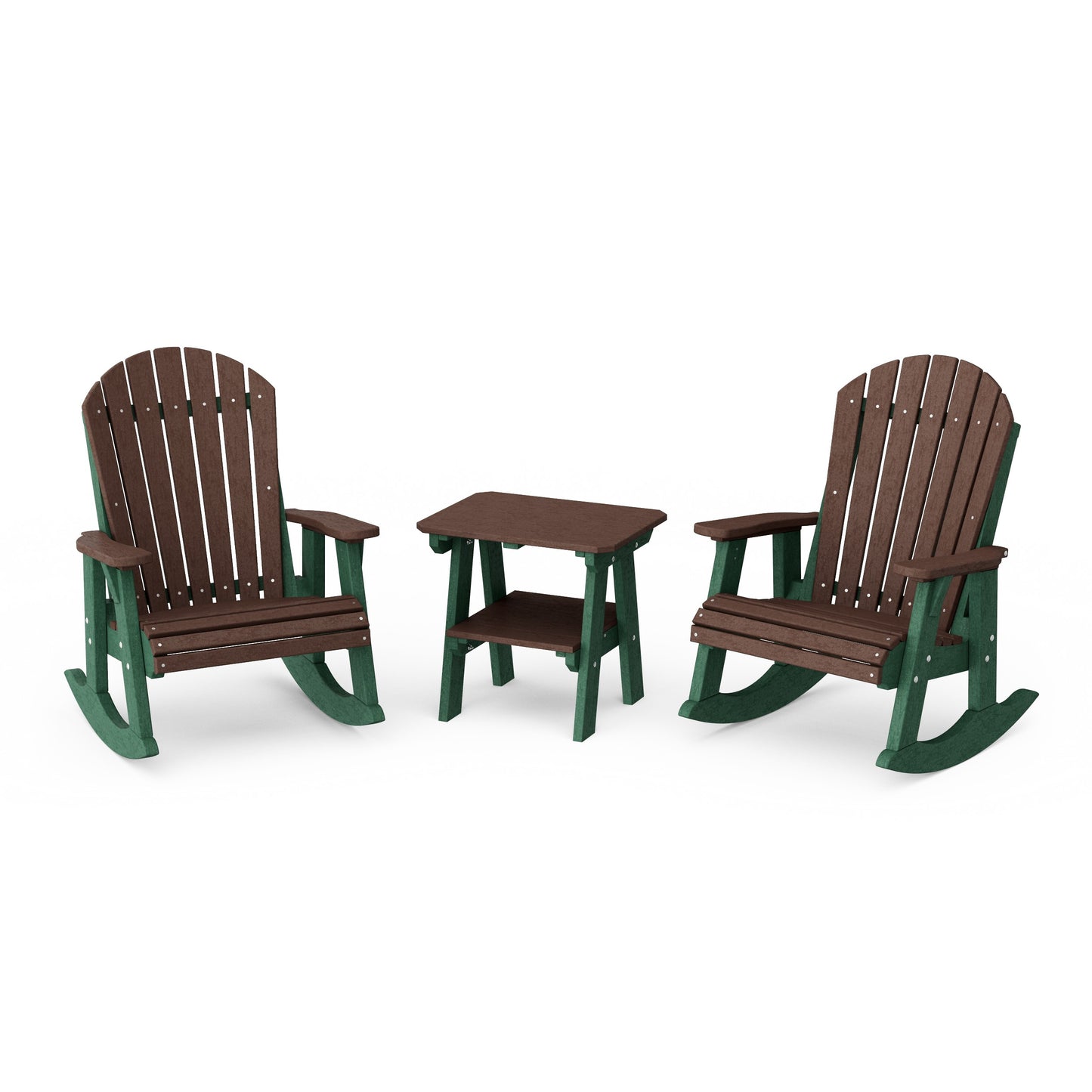 Heritage 3-Piece Adirondack Rocking Chair Set with Side Table