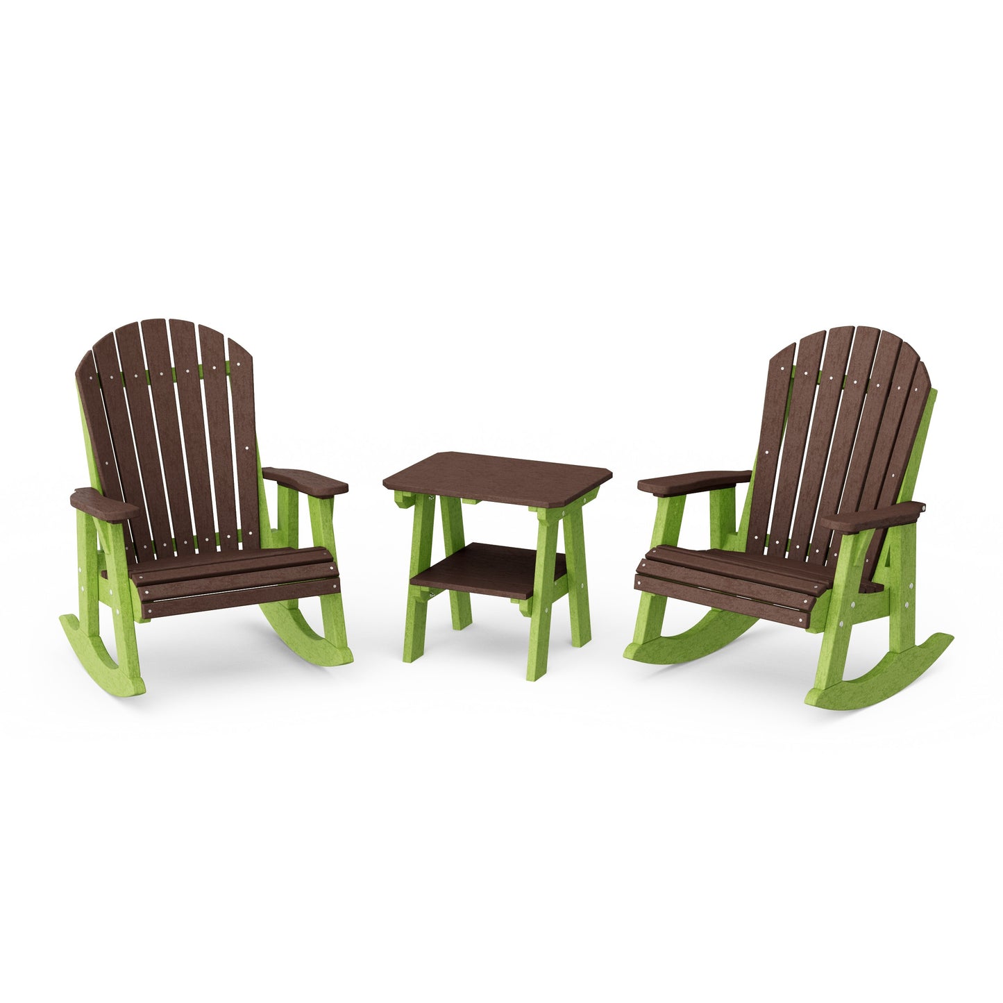 Heritage 3-Piece Adirondack Rocking Chair Set with Side Table
