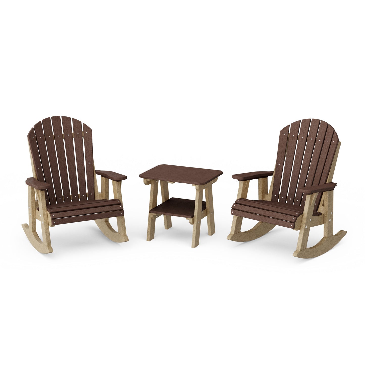 Heritage 3-Piece Adirondack Rocking Chair Set with Side Table