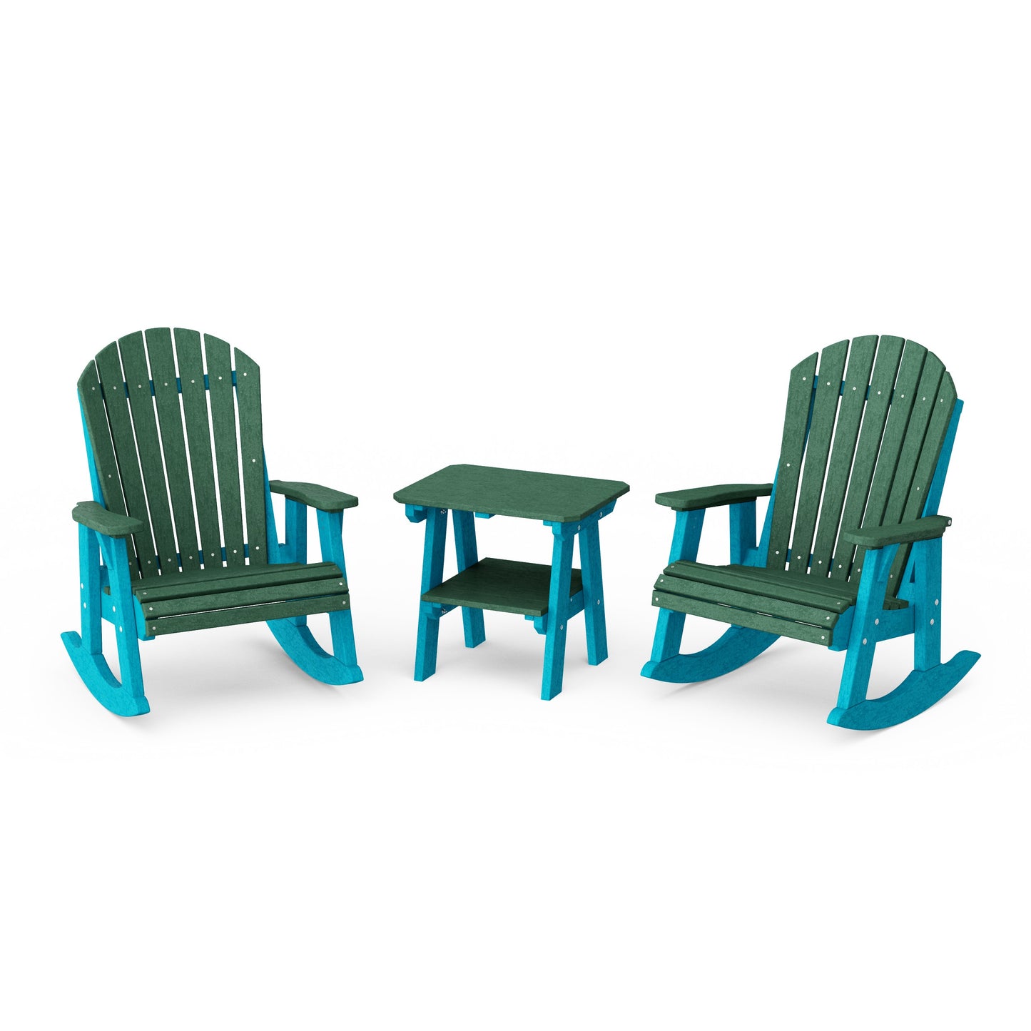 Heritage 3-Piece Adirondack Rocking Chair Set with Side Table