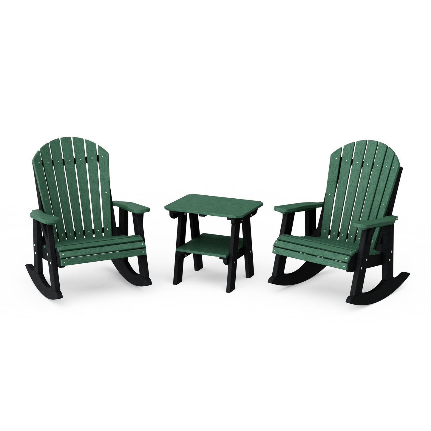 Heritage 3-Piece Adirondack Rocking Chair Set with Side Table
