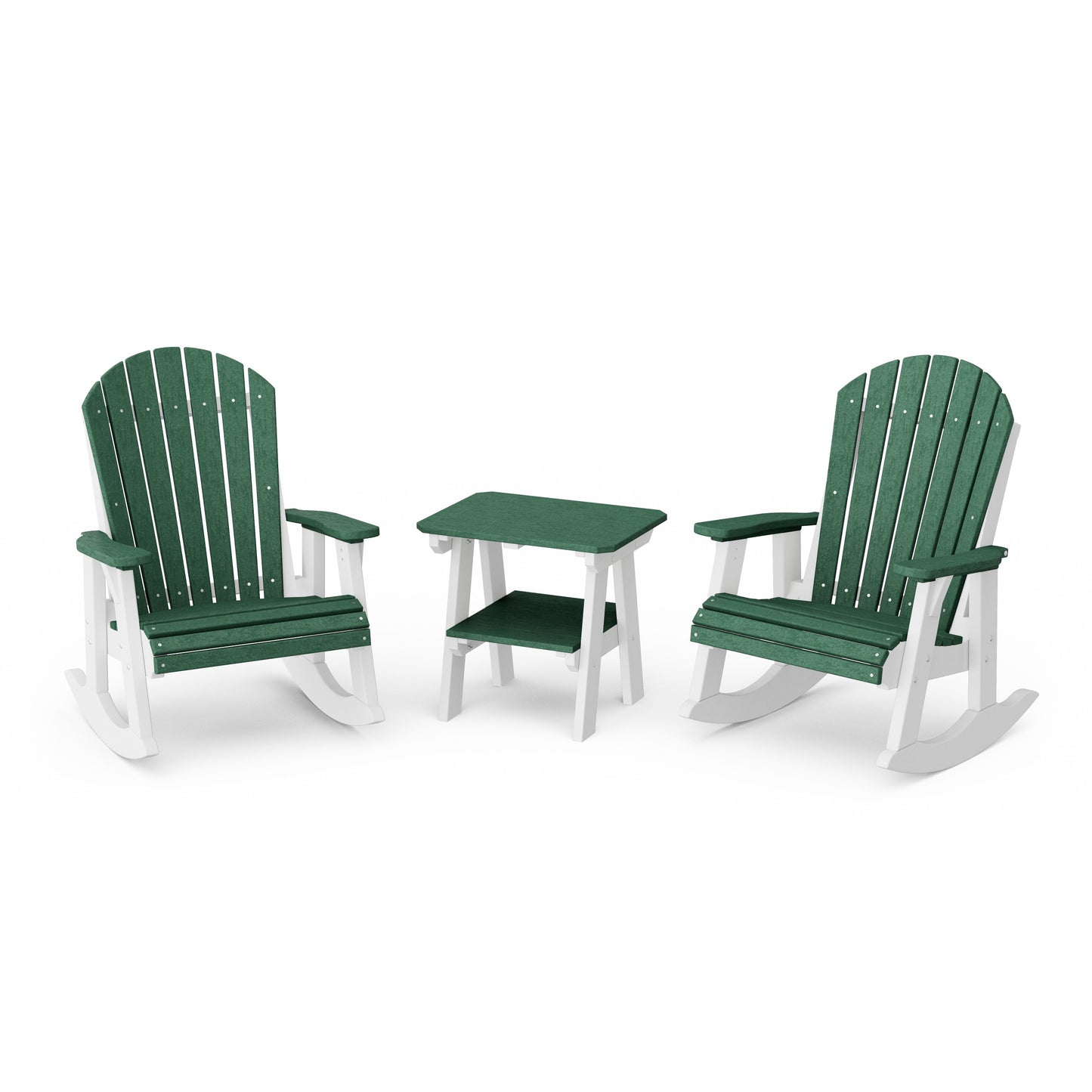 Heritage 3-Piece Adirondack Rocking Chair Set with Side Table