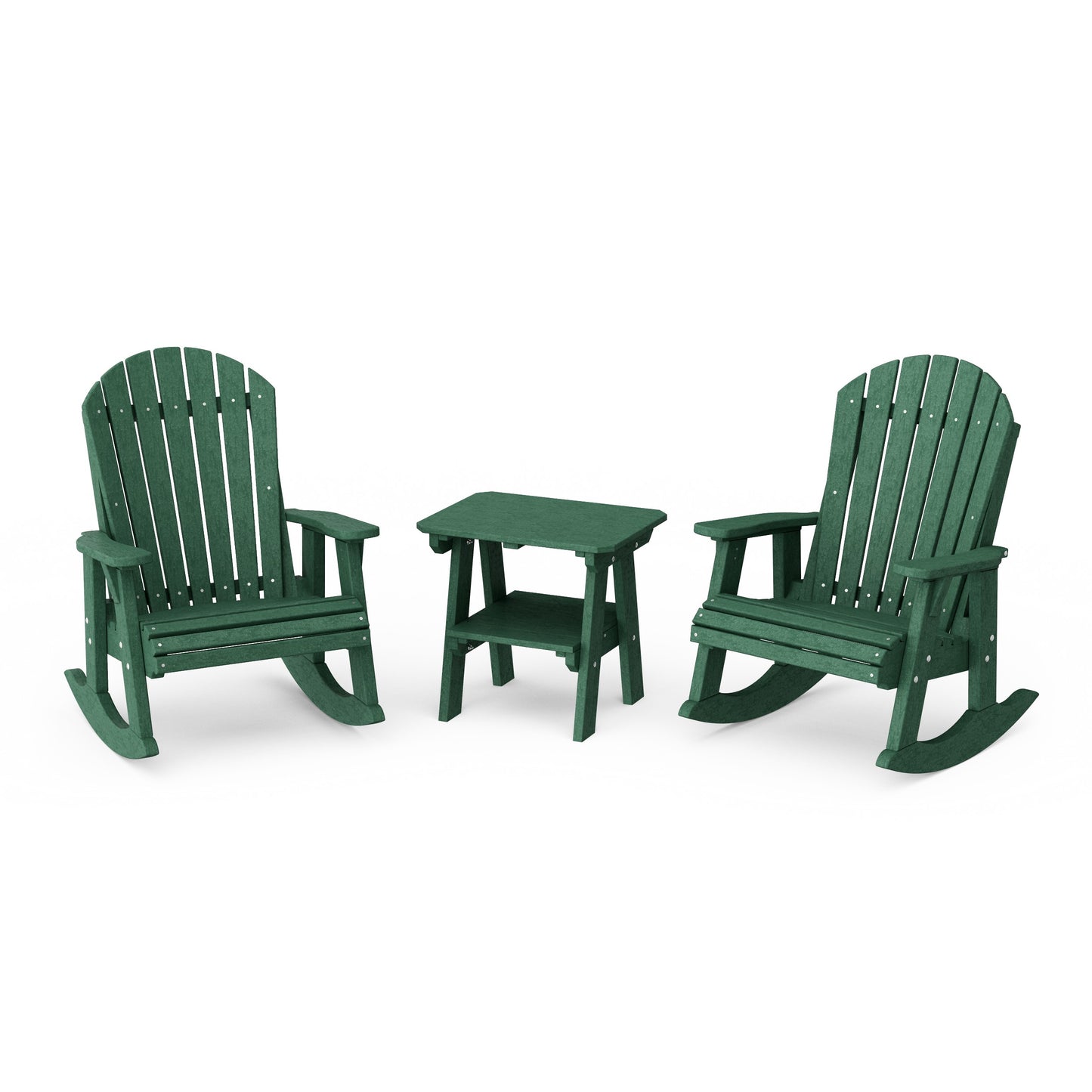 Heritage 3-Piece Adirondack Rocking Chair Set with Side Table