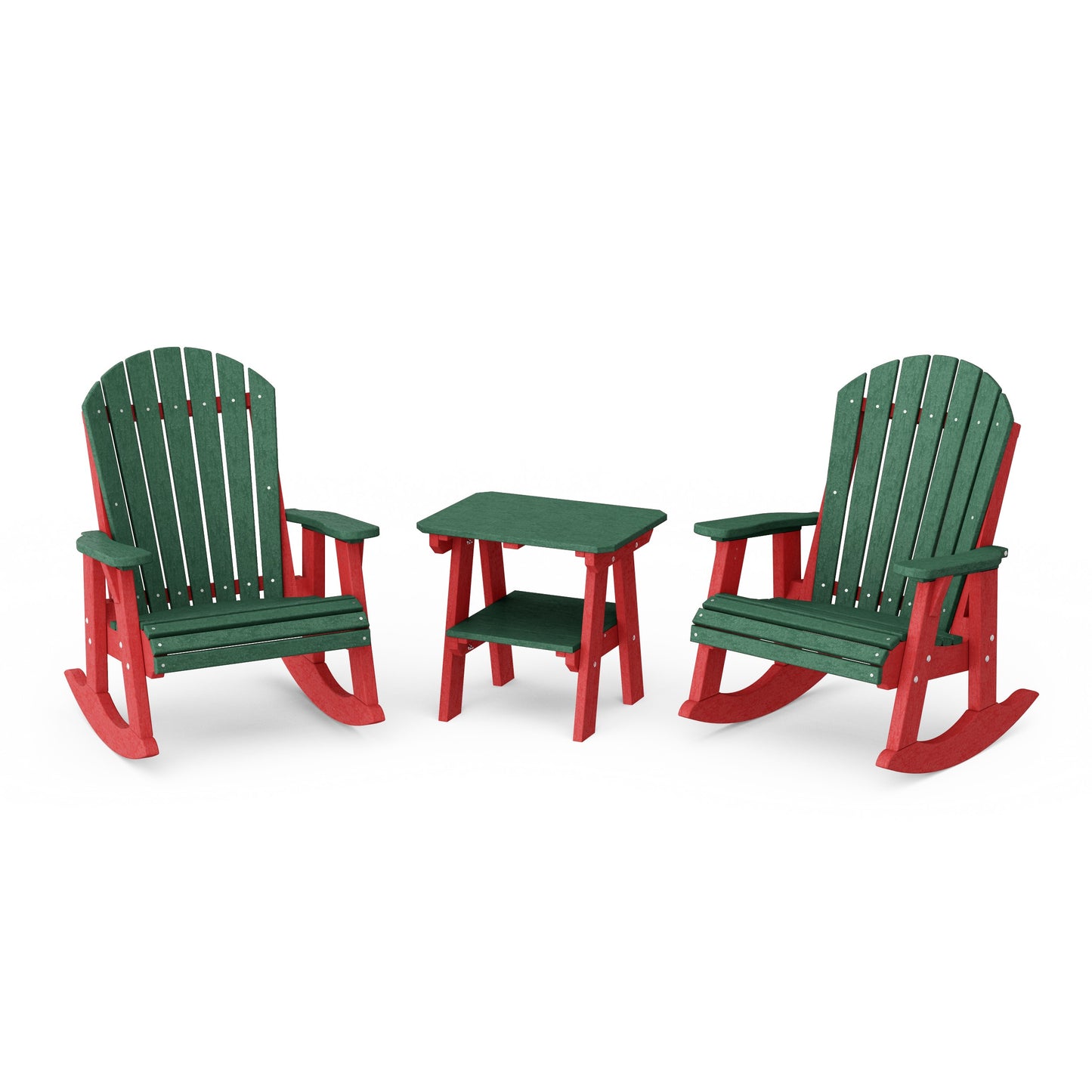 Heritage 3-Piece Adirondack Rocking Chair Set with Side Table