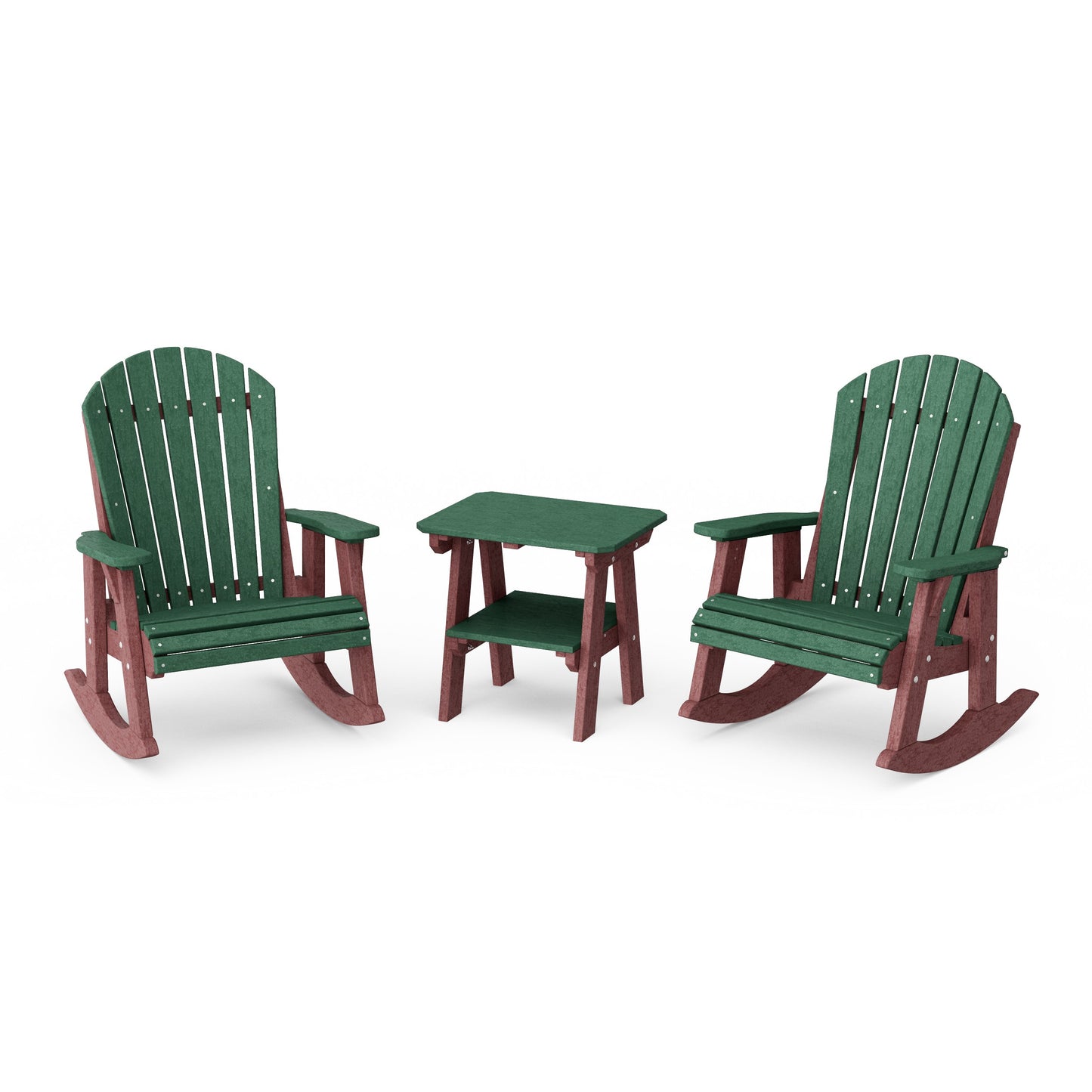 Heritage 3-Piece Adirondack Rocking Chair Set with Side Table