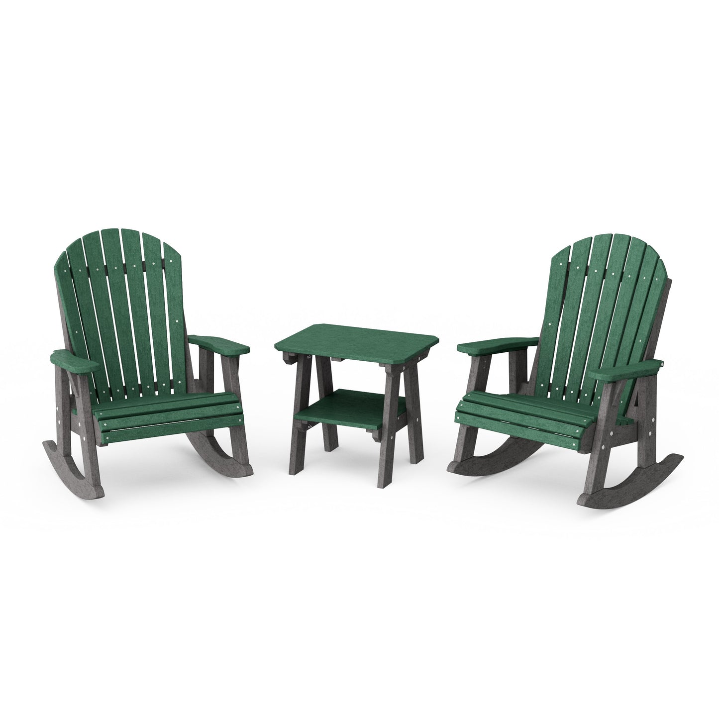 Heritage 3-Piece Adirondack Rocking Chair Set with Side Table