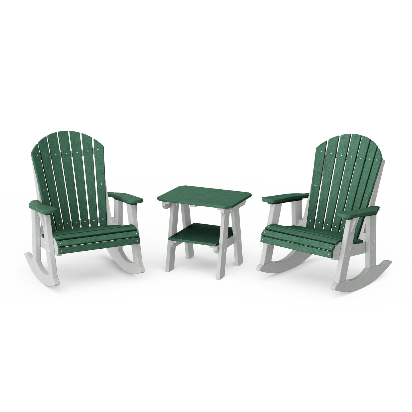 Heritage 3-Piece Adirondack Rocking Chair Set with Side Table