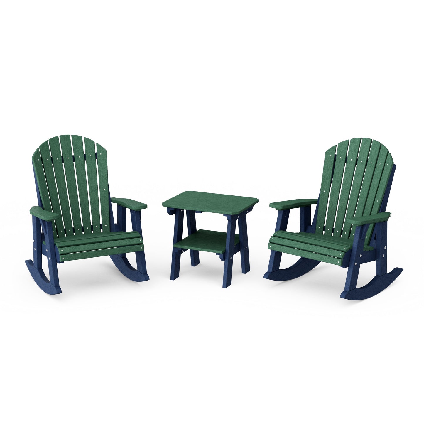 Heritage 3-Piece Adirondack Rocking Chair Set with Side Table