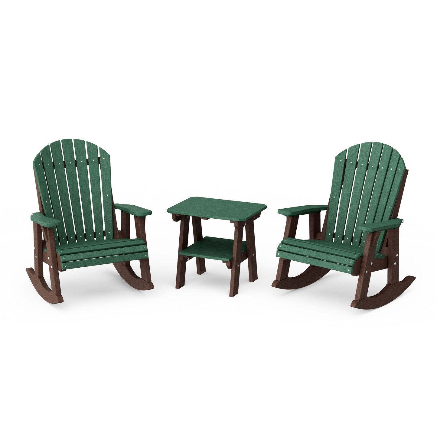 Heritage 3-Piece Adirondack Rocking Chair Set with Side Table