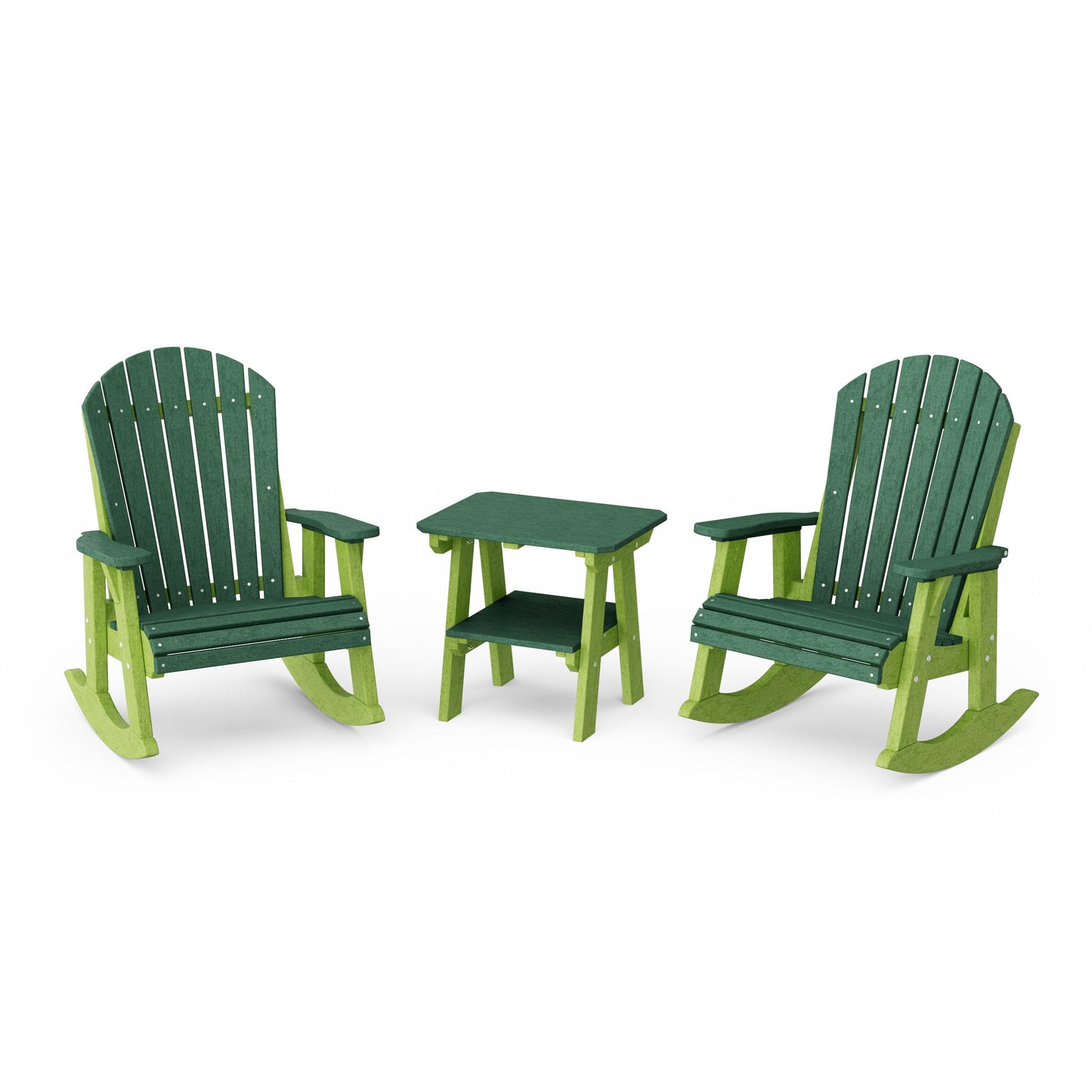 Heritage 3-Piece Adirondack Rocking Chair Set with Side Table