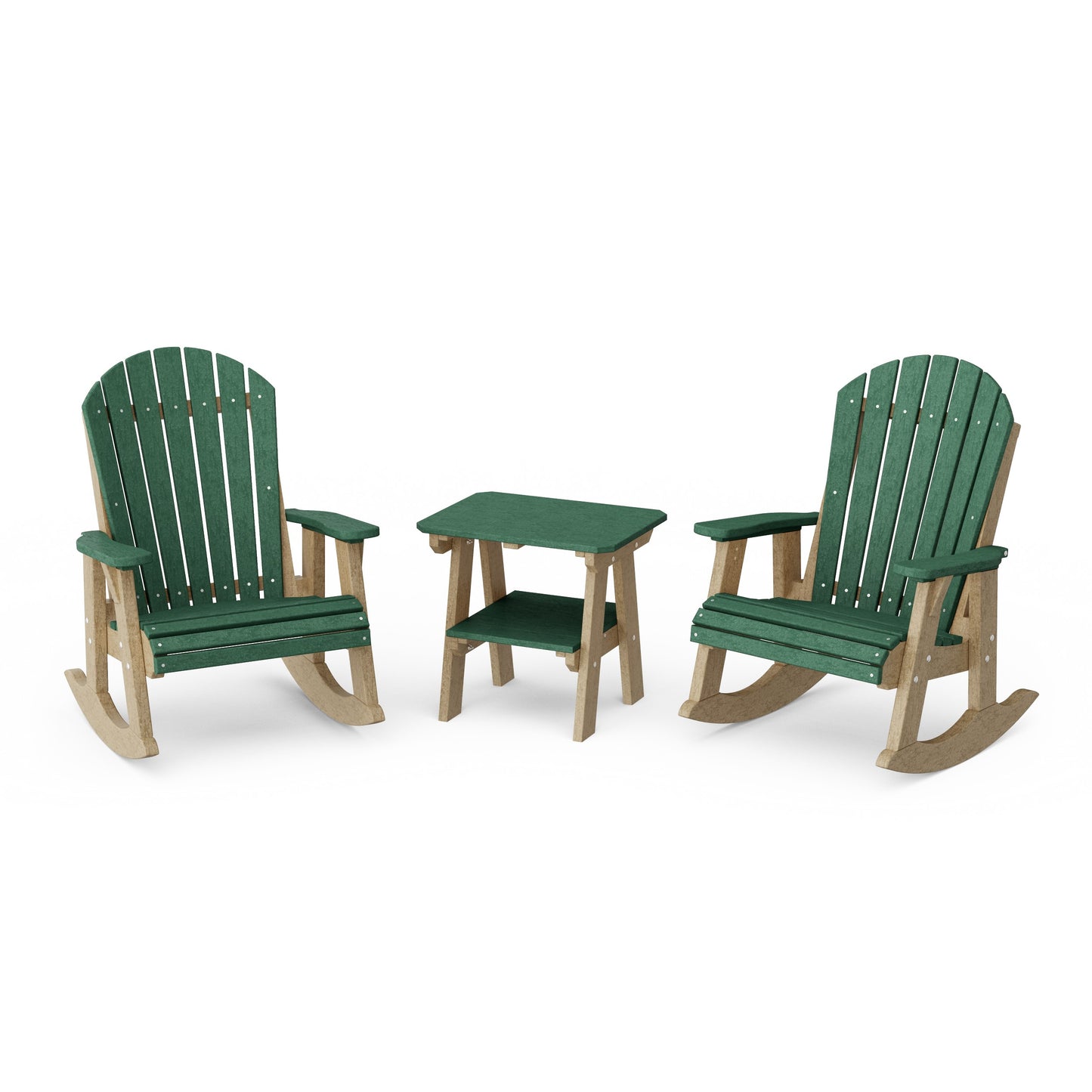 Heritage 3-Piece Adirondack Rocking Chair Set with Side Table