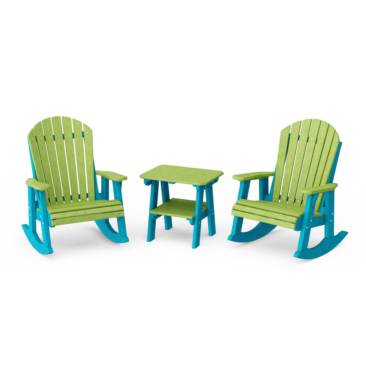 Heritage 3-Piece Adirondack Rocking Chair Set with Side Table