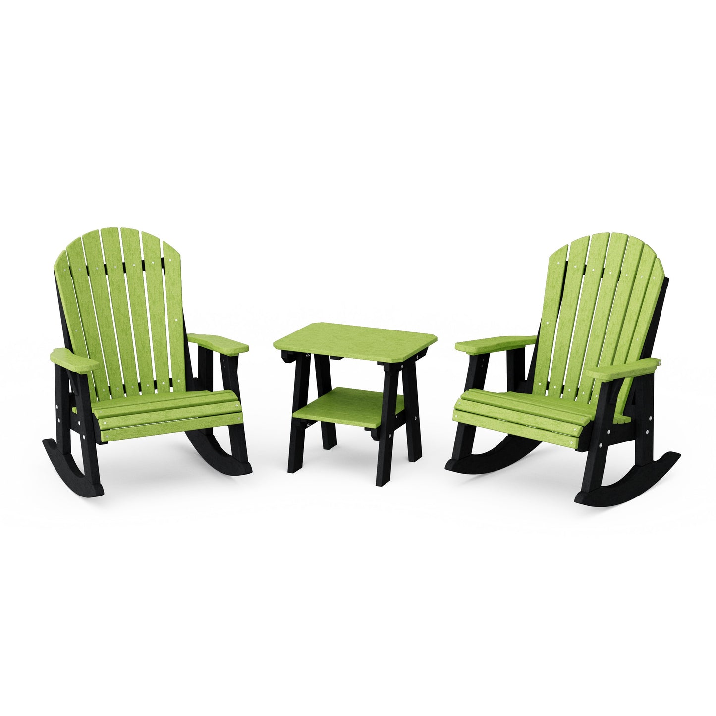 Heritage 3-Piece Adirondack Rocking Chair Set with Side Table